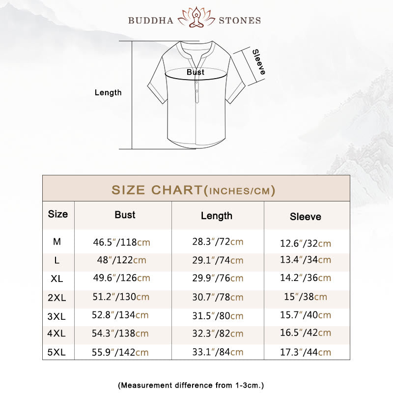 Solid Color Short Sleeve Half Button Shirt Cotton Linen Men Clothing