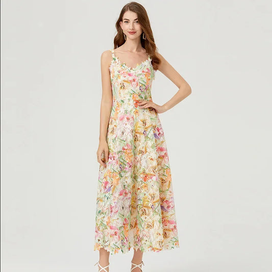 Boswell Floral Embroider Midi Dress
