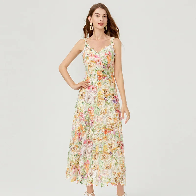 Boswell Floral Embroider Midi Dress